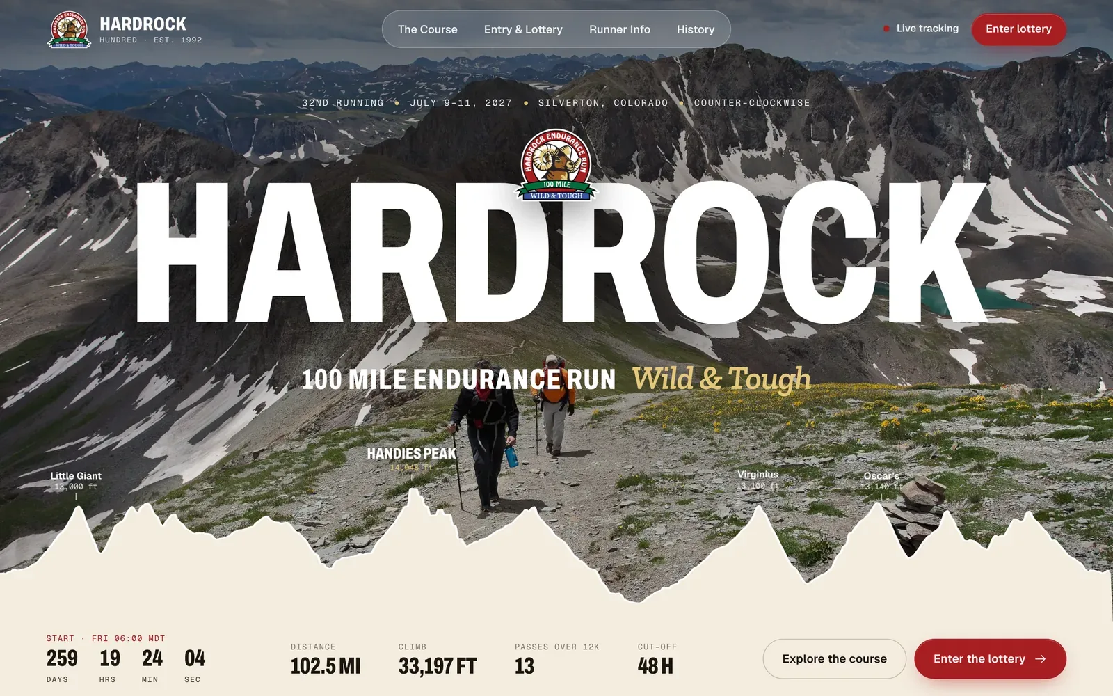 Hardrock 100 — redesigned home page