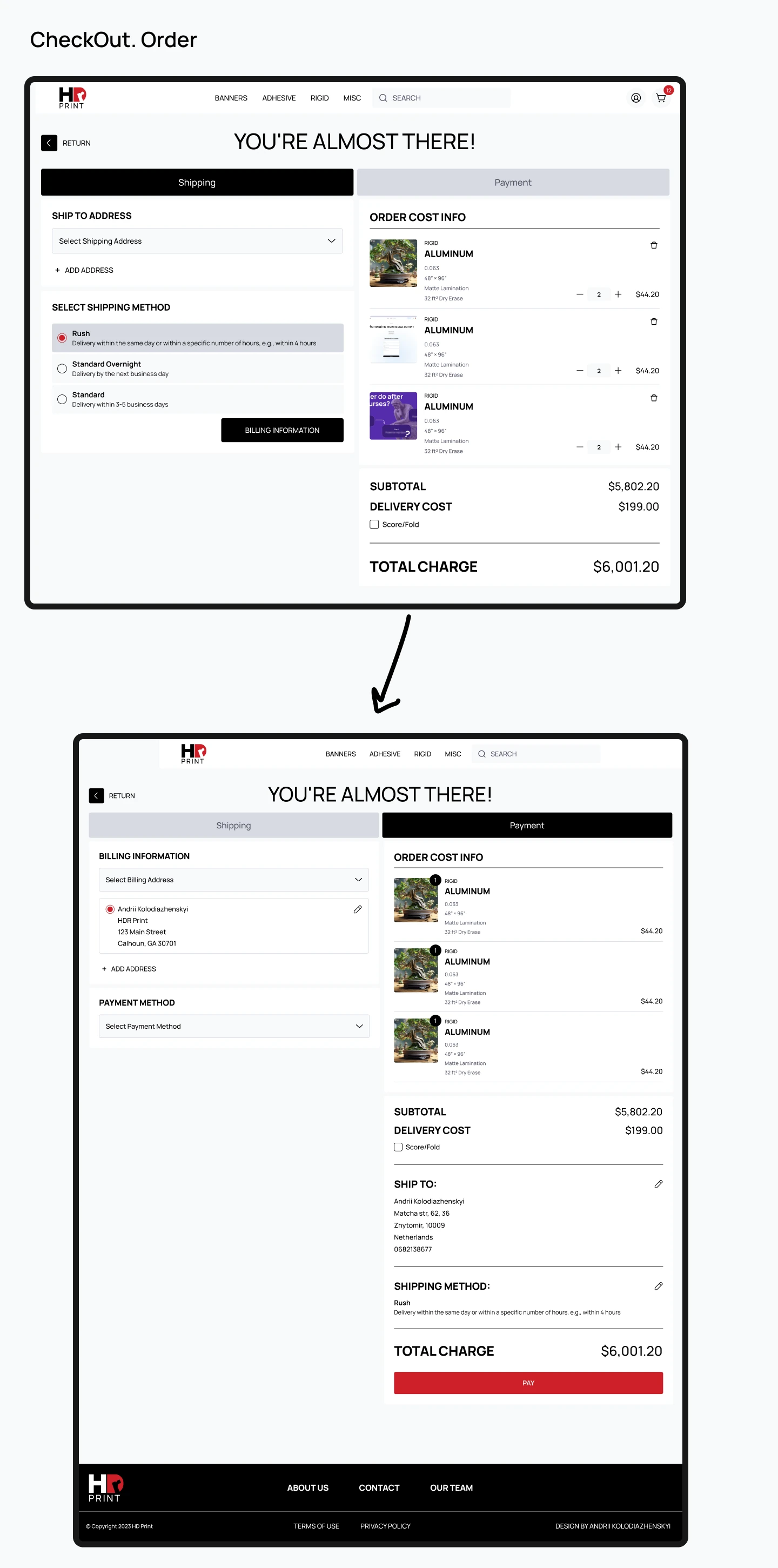 Checkout and order flow