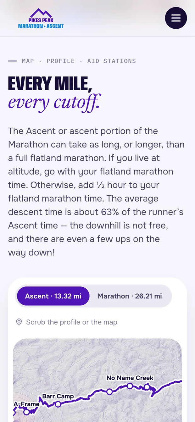 Course — Pikes Peak Marathon on mobile