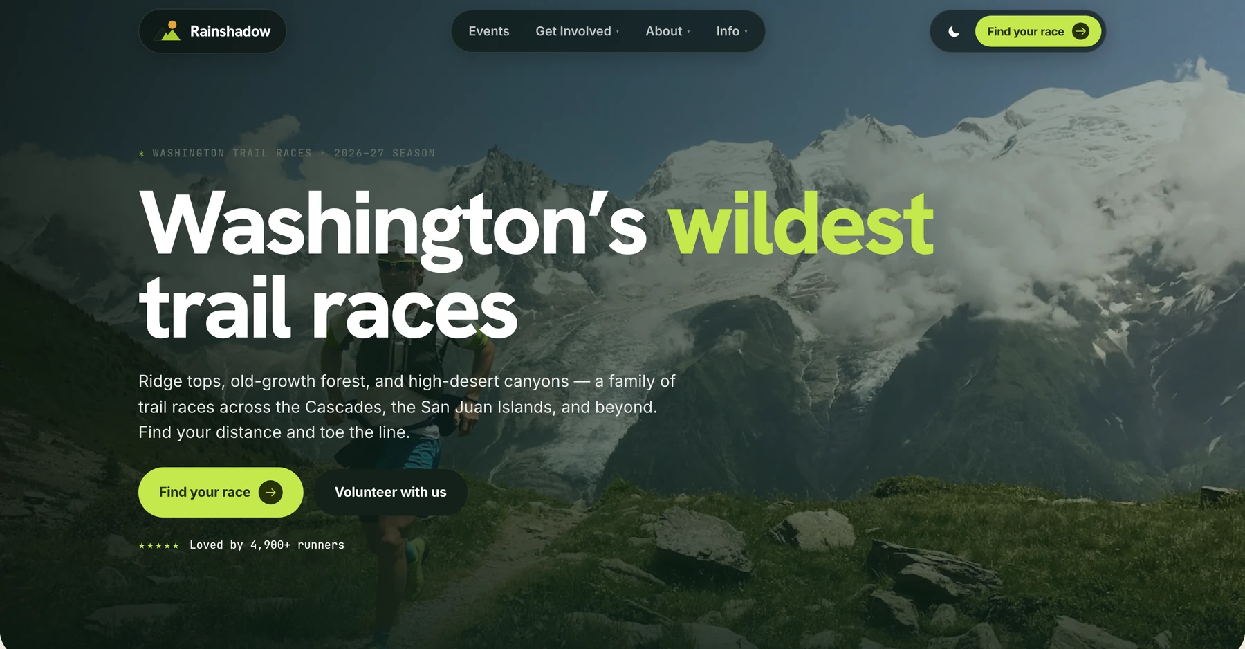 Rainshadow Running trail race website