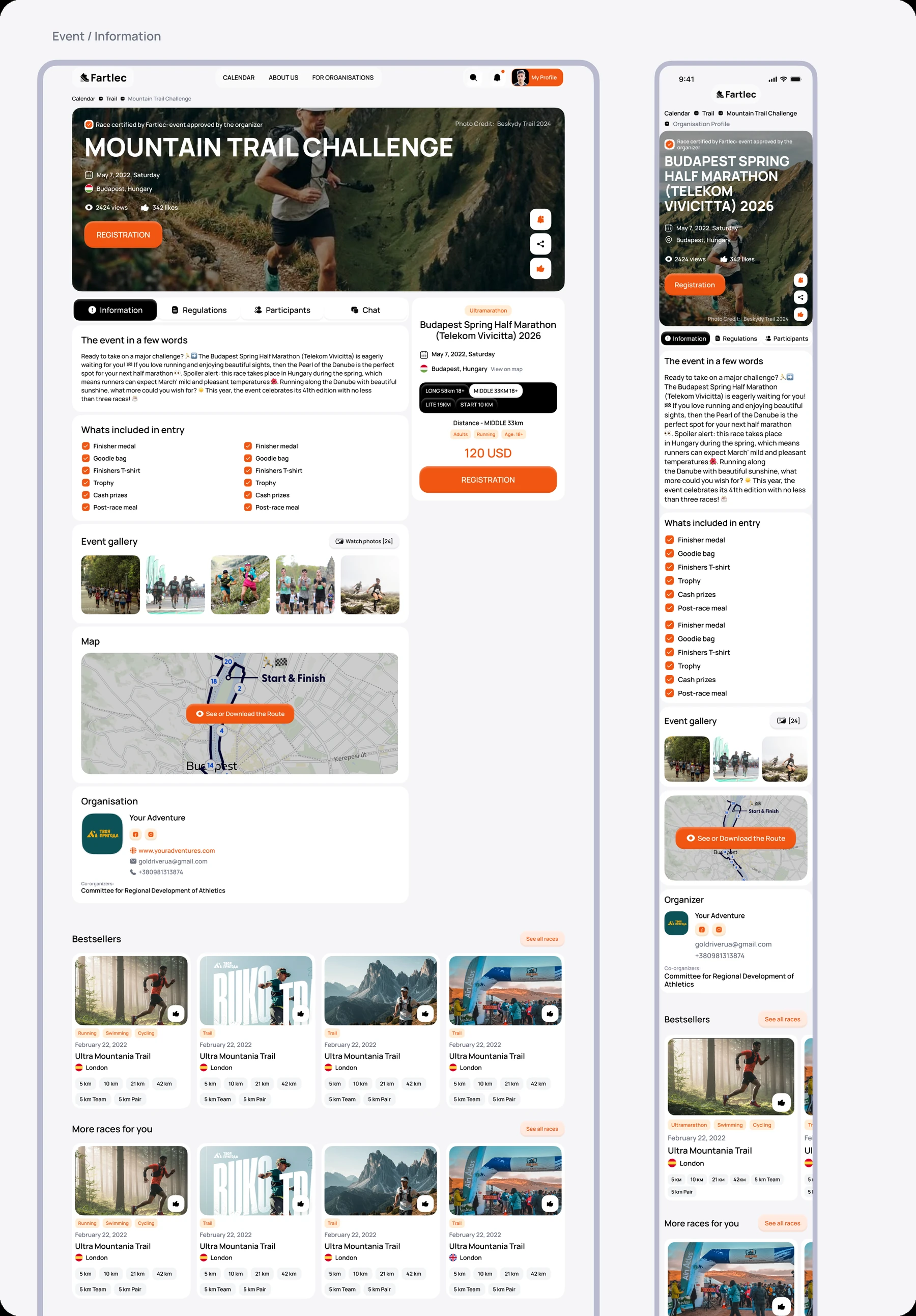 Event page on mobile