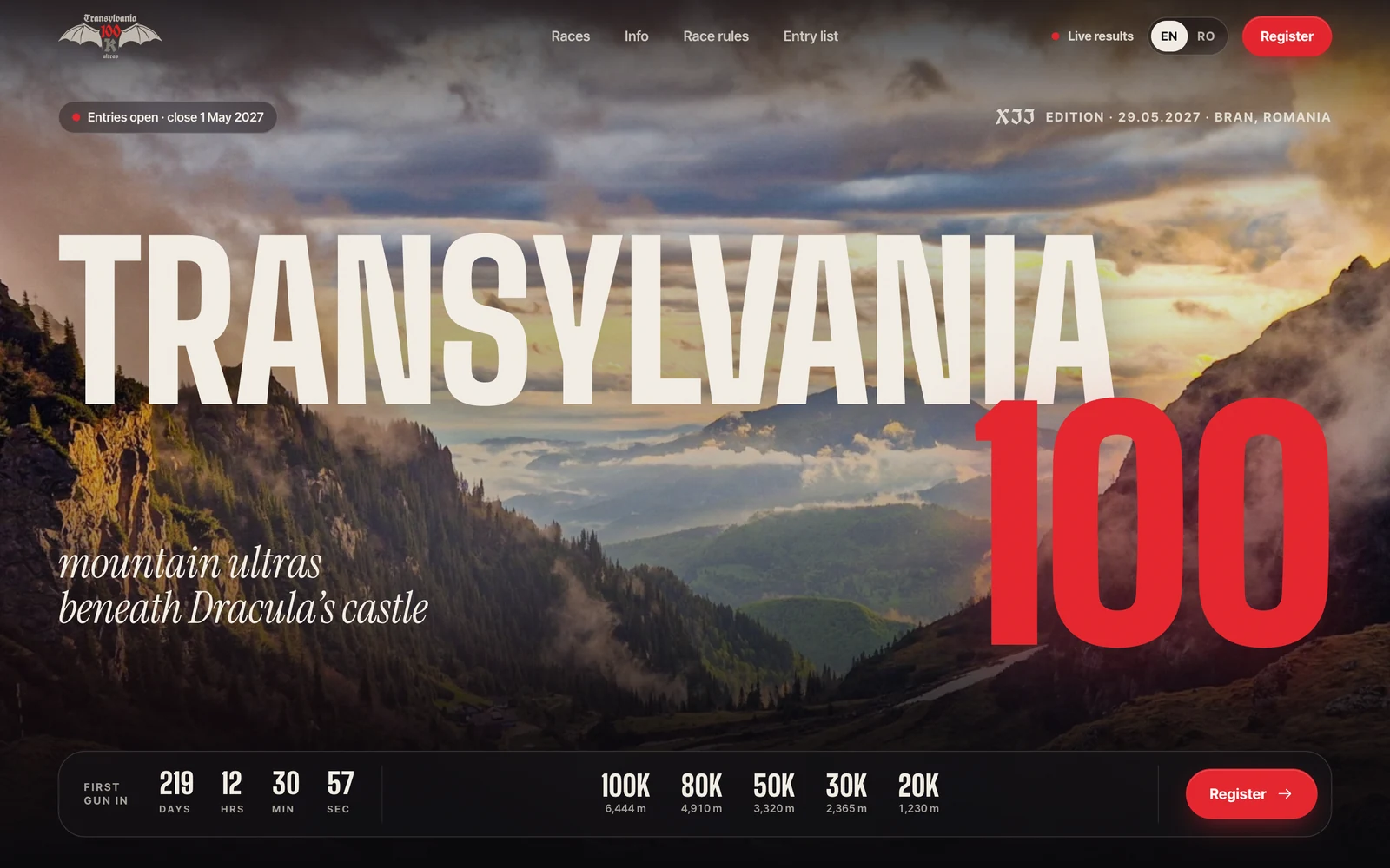 Transylvania 100 — redesigned home page