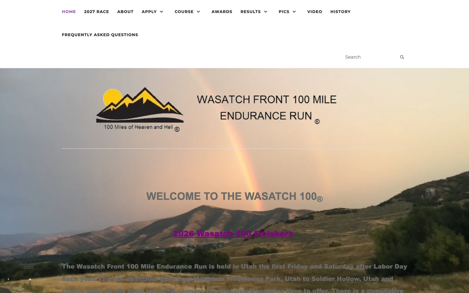 Before — the original Wasatch 100 home page