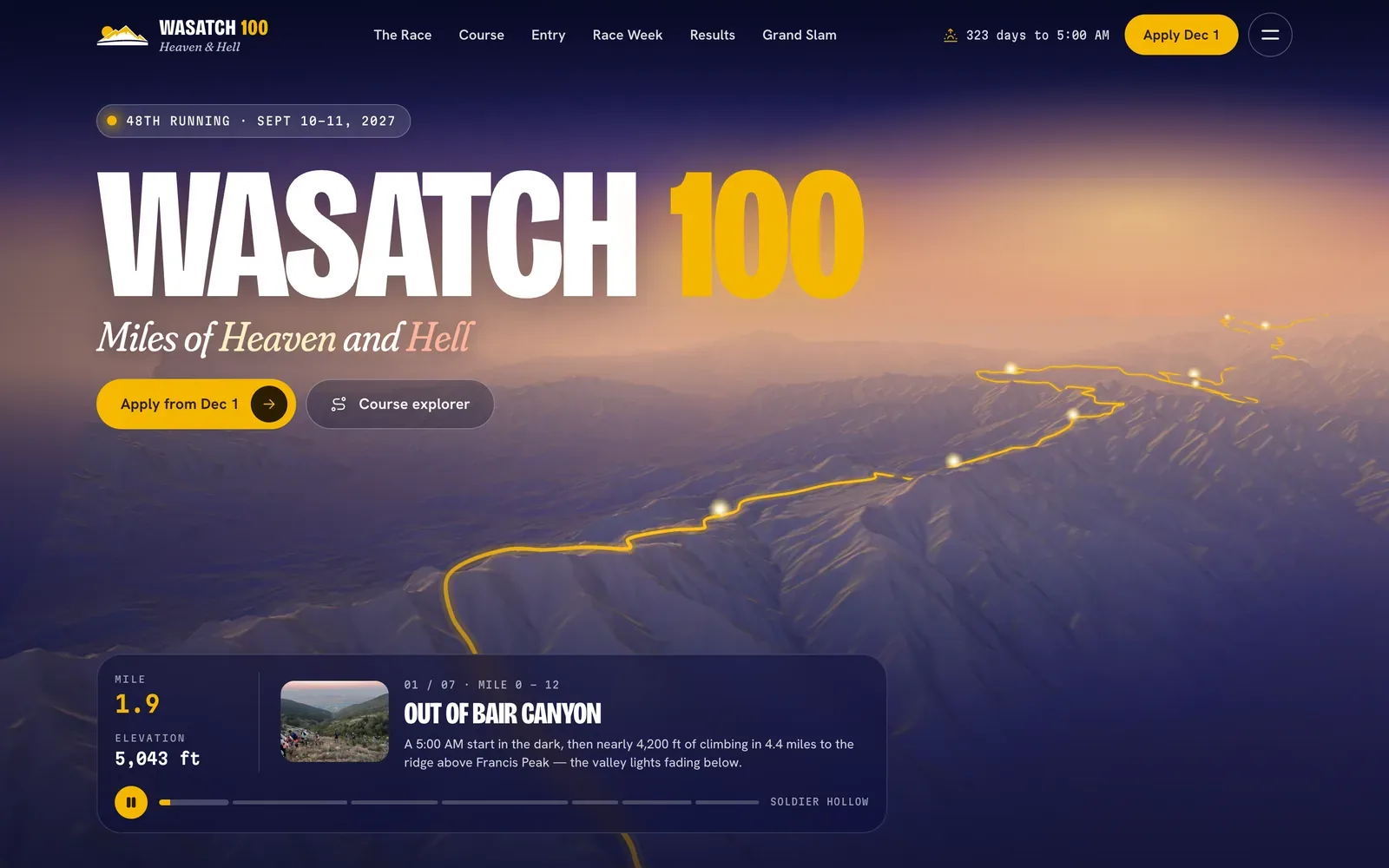 Wasatch 100 — redesigned home page