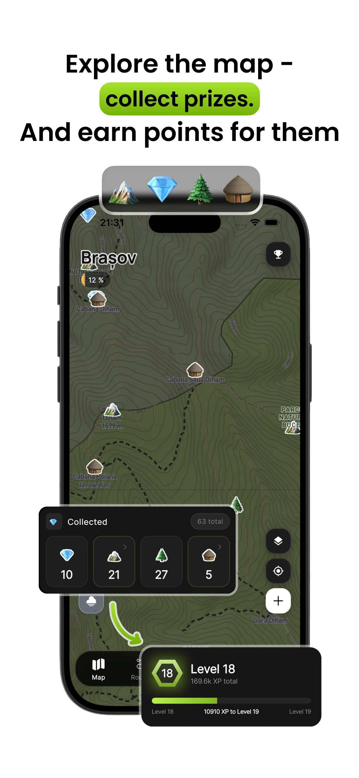 Profile — level, XP and awards
